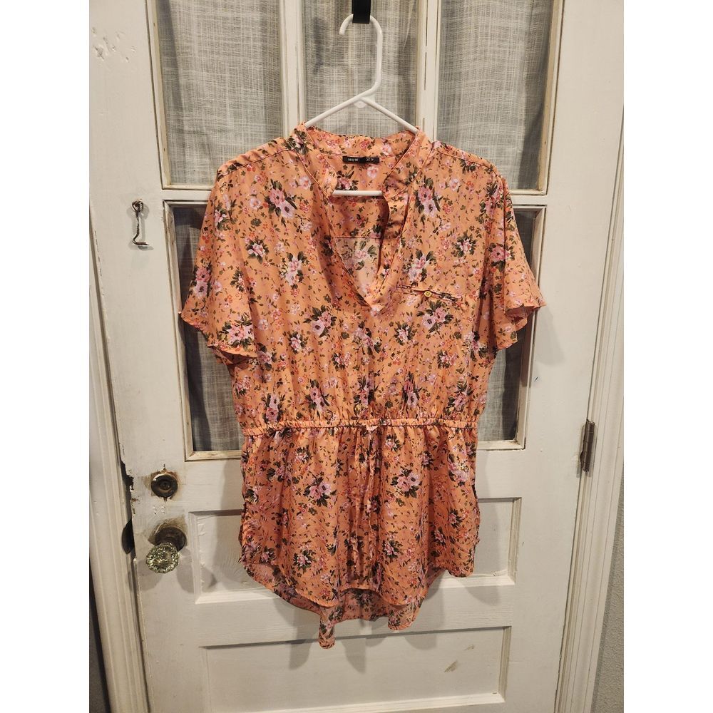 New Glory Orange Floral Blouse Women's Size 2XL